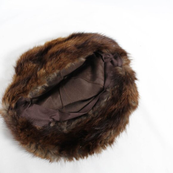 Vintage 1960s Brown Mink Fur Flat Cap - Audrey Hepburn Inspired Winter Hat main image 7